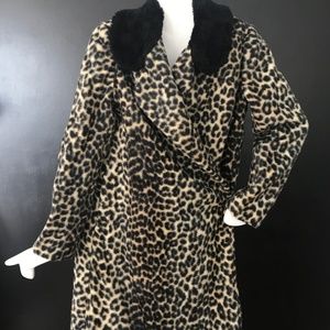 Vintage 60's Faux Fur Leopard Print Swing Coat